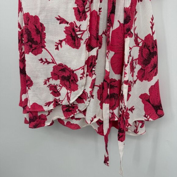 Free People dress XS French Quarter Floral True Wrap Mini Ruffle Boho Bohemian - Picture 4 of 13